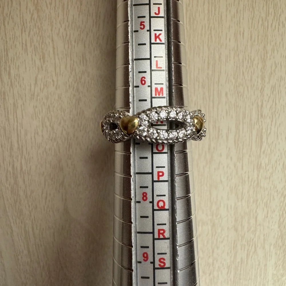 Judith Ripka Silver Ring with Gold Heart Accents - Picture 9 of 13